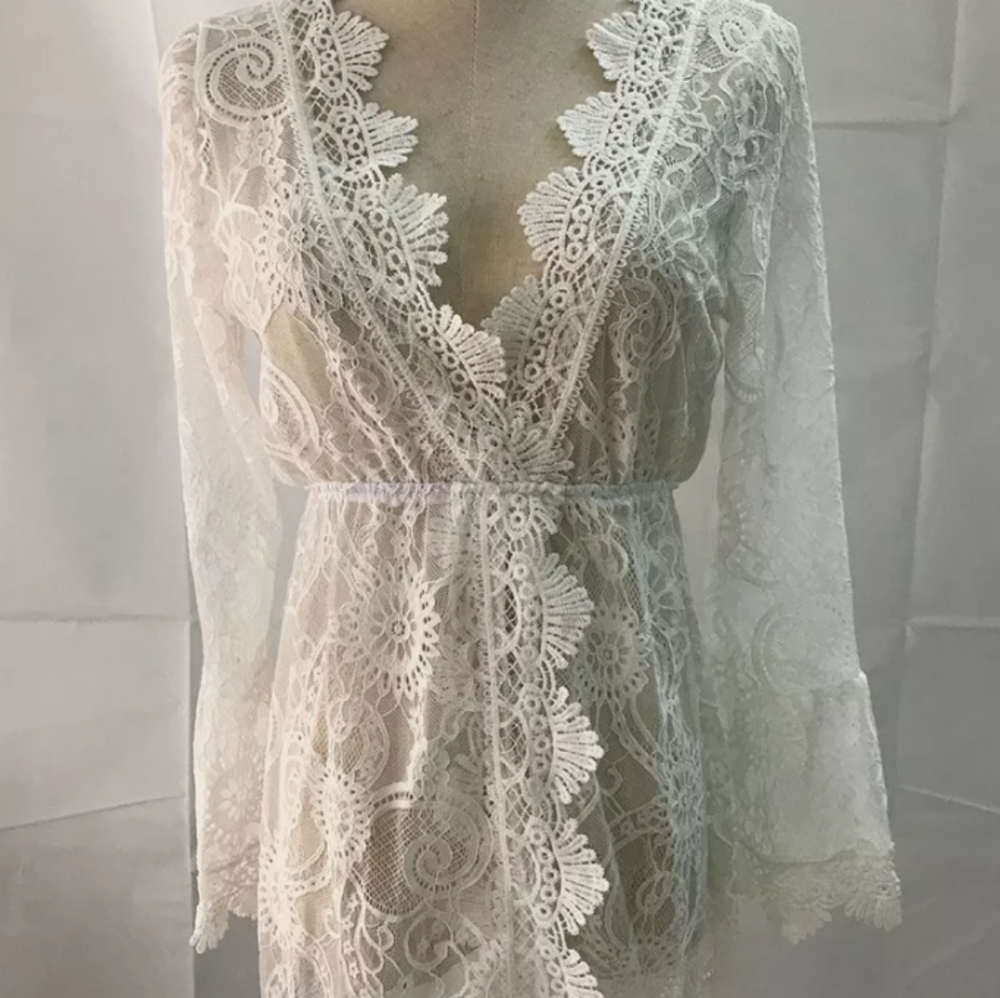 SALE! New Boho Floral Lace Swim Cover Up Dress - Picture 13 of 16